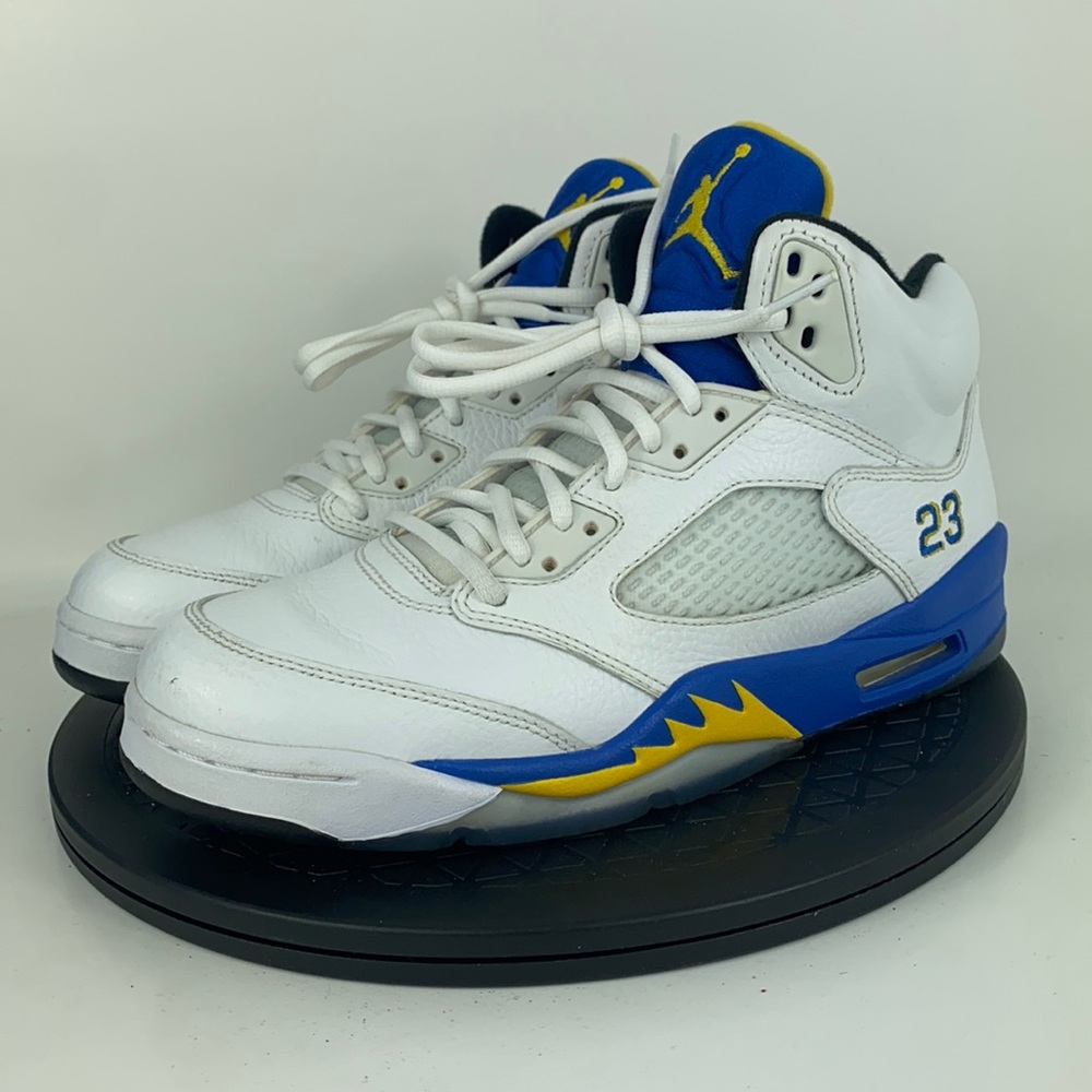 Nike Air Jordan 5 Retro 'Laney' 2013 White/Blue 136027-189 Men's Size 8 - Picture 1 of 12